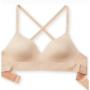 Pink by Victoria's Secret Wear Everywhere Wireless Lightly lined Bra 32DD Nude